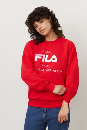 FILA Kimi Sweatshirts Red / White,Womens Clothing | CA.PIVQOU154